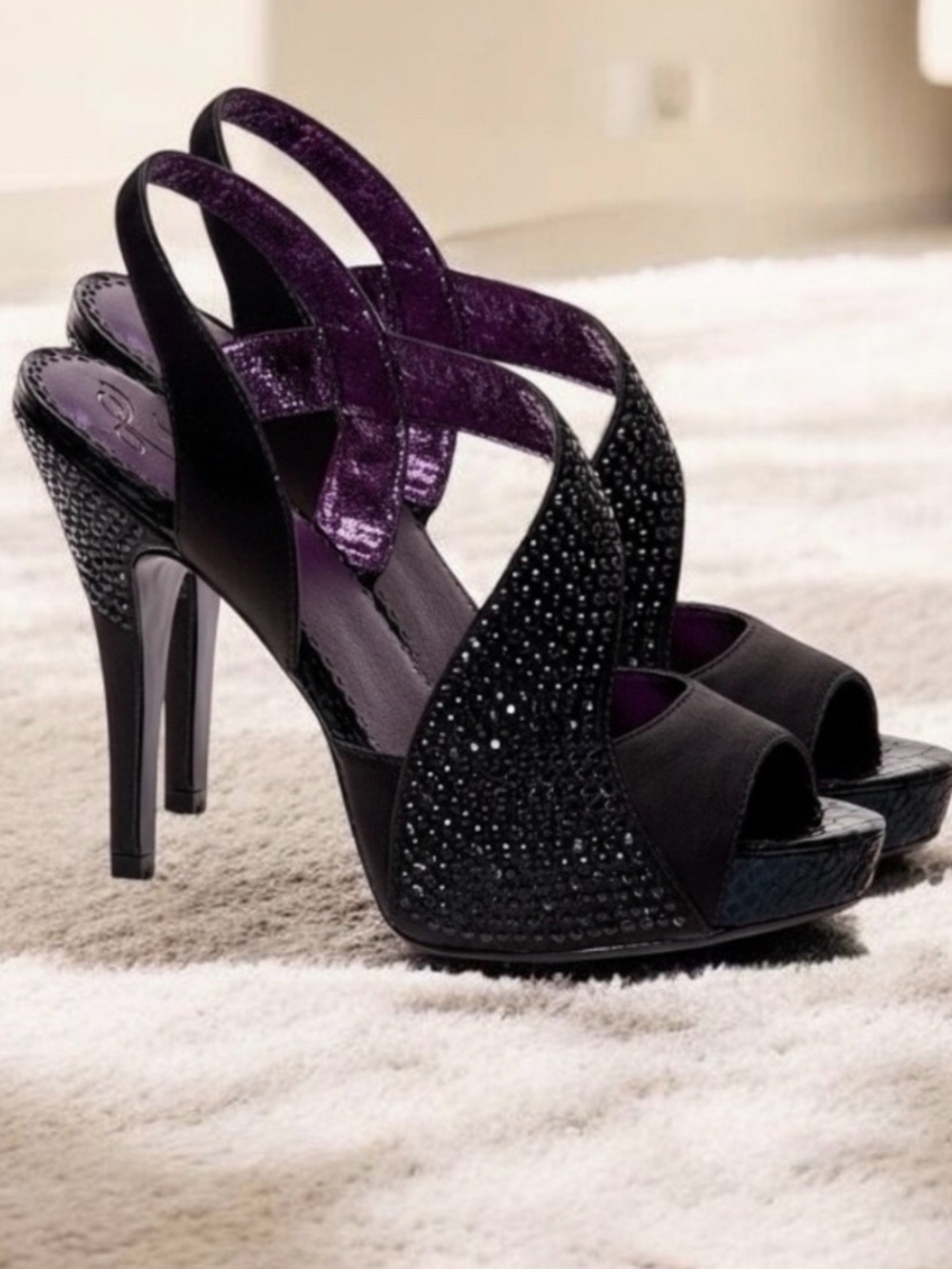 POETIC LICENCE Little Black Dress Sequin Shiny High Heels Womens Shoes NIB NWT